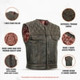 thumbnail image 3 of Men's Leather Motorcycle Vest – Club Style Biker Vest with Breathable Panels and Multiple Pockets, 3 of 4