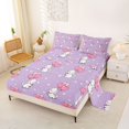 thumbnail image 2 of Manfei Cartoon Kitten King Sheets, Valentine's Day Love Heart Balloon Bedding, Purple, 4 Pieces, 1 Flat Sheet, 1 Fitted Sheet and 2 Pillowcases, 2 of 6