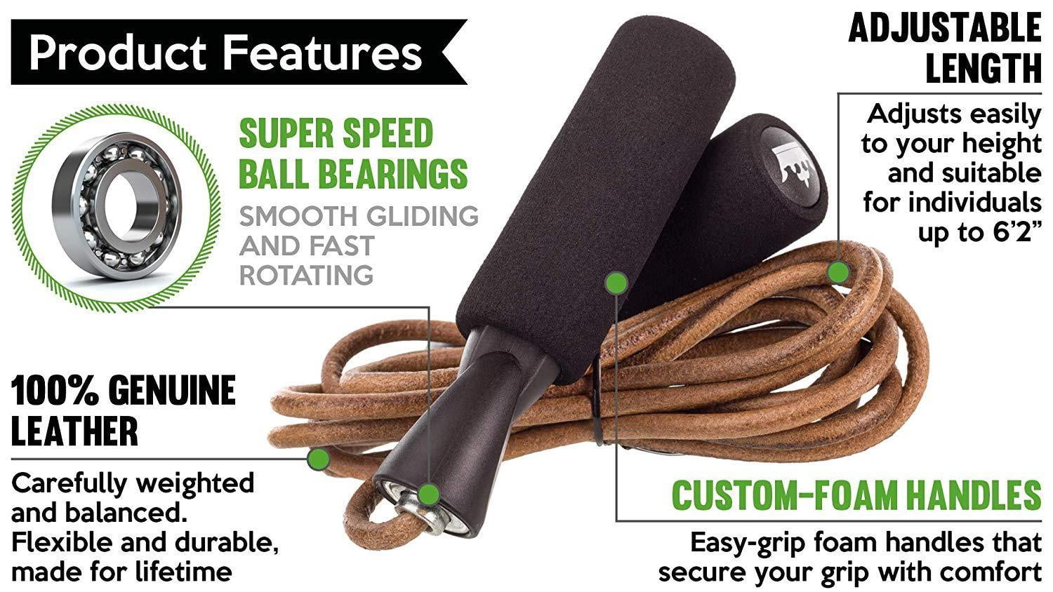 Jump Rope :: Leather Skipping Ropes for Workout and Speed Skip Training ::  Because You Need the Best Jumping Rope for Cardio Fitness Exercise :: Your  New Skip Rope Includes Workout Vide -