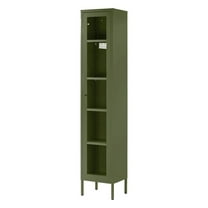 Glamour Home Avis 71-inch Dark Green Metal Cabinet with Clear Door