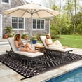 thumbnail image 5 of Lahome Waterproof Outdoor Rug 6x9, Reversible Plastic Straw Patio Mat - Moroccan Design for Backyard, Balcony, Garden, Deck, RV Camping, Black & Beige, 5 of 10