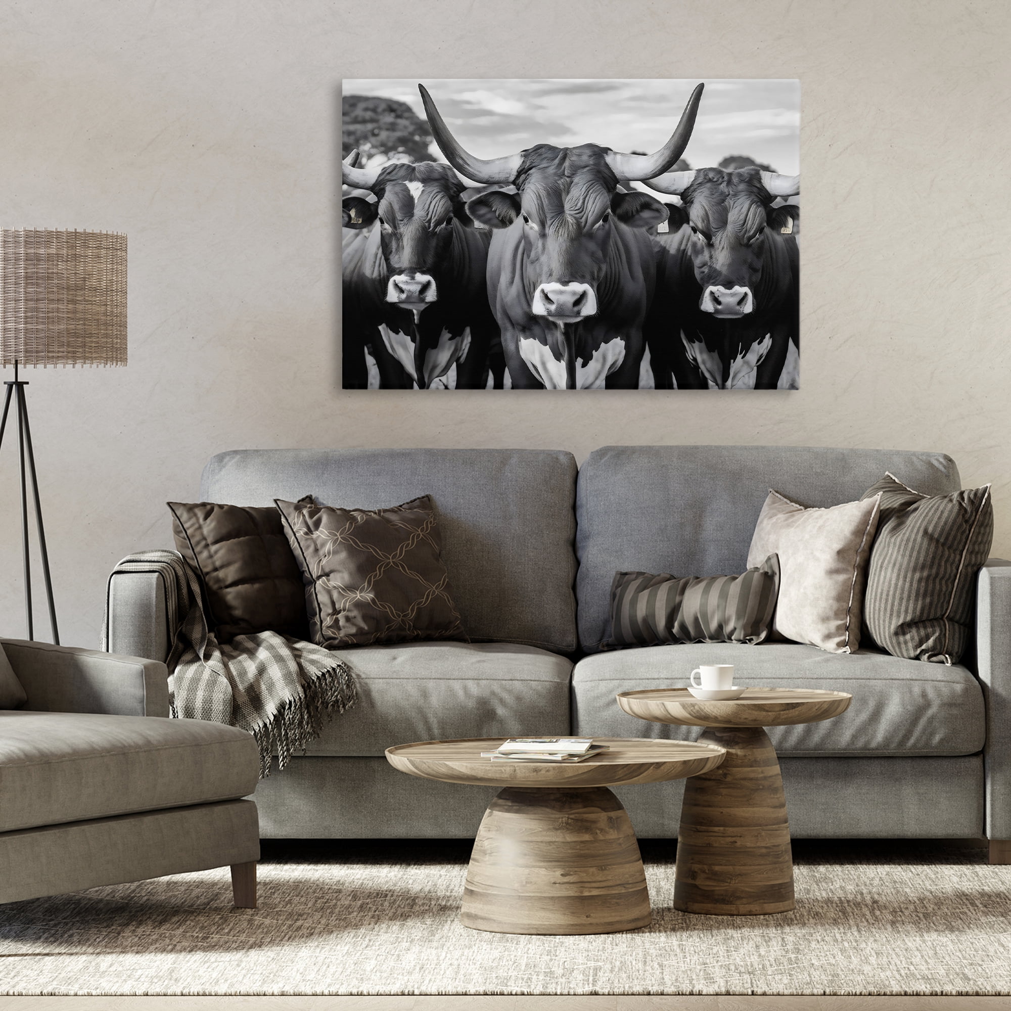 Stupell Industries Three Longhorns in a Row Canvas Wall Art, design by Creative Studio