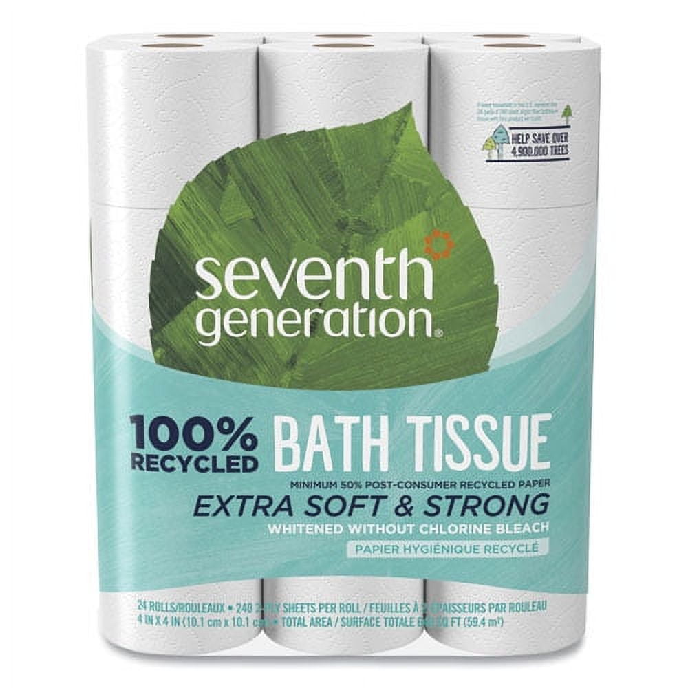 100% Recycled Bathroom Tissue, Septic Safe, 2-Ply, White, 240 Sheets/roll, 24/pack | Bundle of 5 Packs