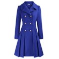 thumbnail image 1 of Abrigo GRACE KARIN para mujer, estilo swing con doble botonadura, color azul real, talla S, 1 of 6