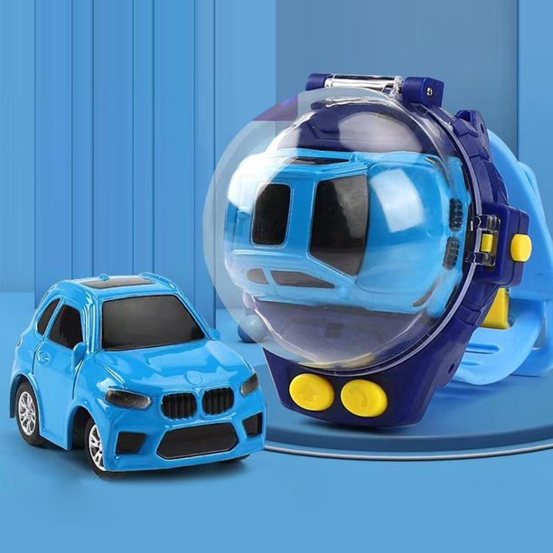 Reloj de pulsera 4CH 1/58 controlado 5 km/h 2.4G RC pequeño coche de carreras (azul 02)