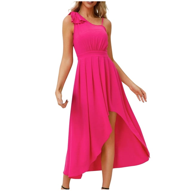 FAIWAD Robes d'Été pour Femmes 2024 Robe Maxi Irrégulière Asymétrique Sans Manches à Nouer Longue