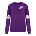 thumbnail image 4 of NMMUED Chandails d'Halloween pour Femmes, T-Shirts à Manches Longues pour Femmes, Cadeaux d'Halloween pour Femmes, Chandail à Col Rond Surdimensionné pour Femmes, Hauts d'Halloween pour Femmes, Chandails Graphiques, Violet TG, 4 of 4