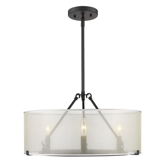 Golden Lighting 5019-3-S BLK 20 in. Alyssa 3 Light Matte Black Mini Chandelier Ceiling Light