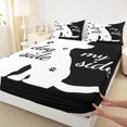 thumbnail image 3 of Homewish Kawaii Dogs Paws Full Size Sheets,Pet Animal Bed Sheets,Black White Sheet Sets For Girls Boy,Breathable Home Decor,4pcs, 3 of 7