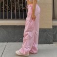 thumbnail image 3 of Pantalones De Chándal De Cintura Baja Con Cordón Para Mujer Pantalones De Chándal De Piernas Anchas Suaves Y Transpirables De Moda Sueltos Rosa S, 3 of 6