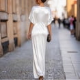 thumbnail image 4 of Karymi Maxi Dress Satin Maxi Dress, Crew Neck Batwing Half Sleeve Loose Draped Flowy Floor Length Elegant Evening Formal Gown Dresses for Women, 4 of 5