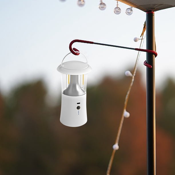 Linterna de camping LED solar | 3 modos de luz: blanco/cálido/luz diurna | Batería de litio recargable de 1200 mAh | Atenuación continua | Carga rápida tipo C | Gancho portátil | 7,5 x 7,5 x 17 cm