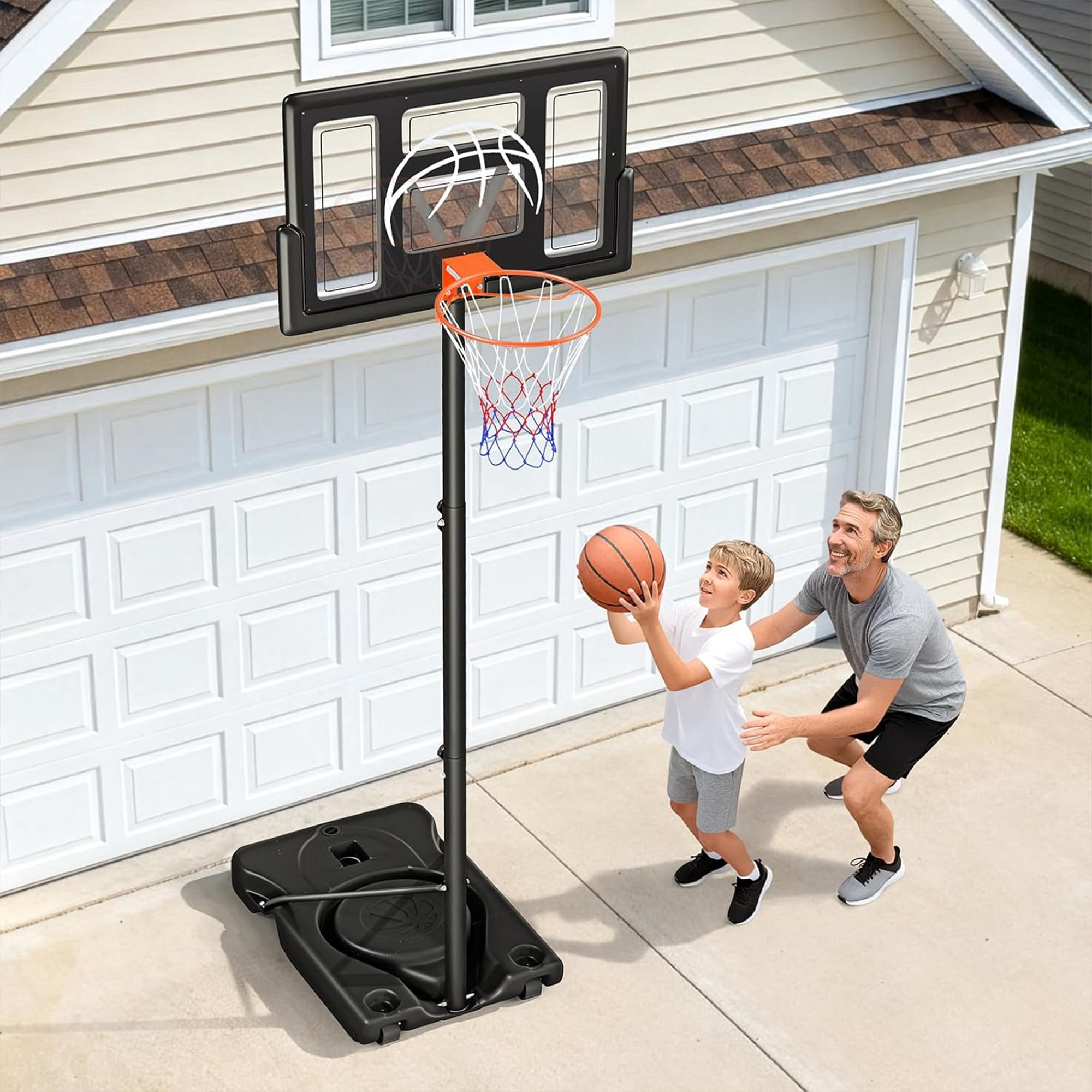 Tonbux Adjustable Basketball Hoop Outdoor 10FT, Basketball Portable Hoops & Goals, 44 Inch Backboard, for Kids, Youth, and Adults in The Backyard, Driveway