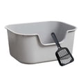 thumbnail image 3 of Bandeja de arena para gatos con parte abierta y lados altos antisalpicaduras para gatos de interior Contenedor de arena para gatos Recipiente Gris, 3 of 8