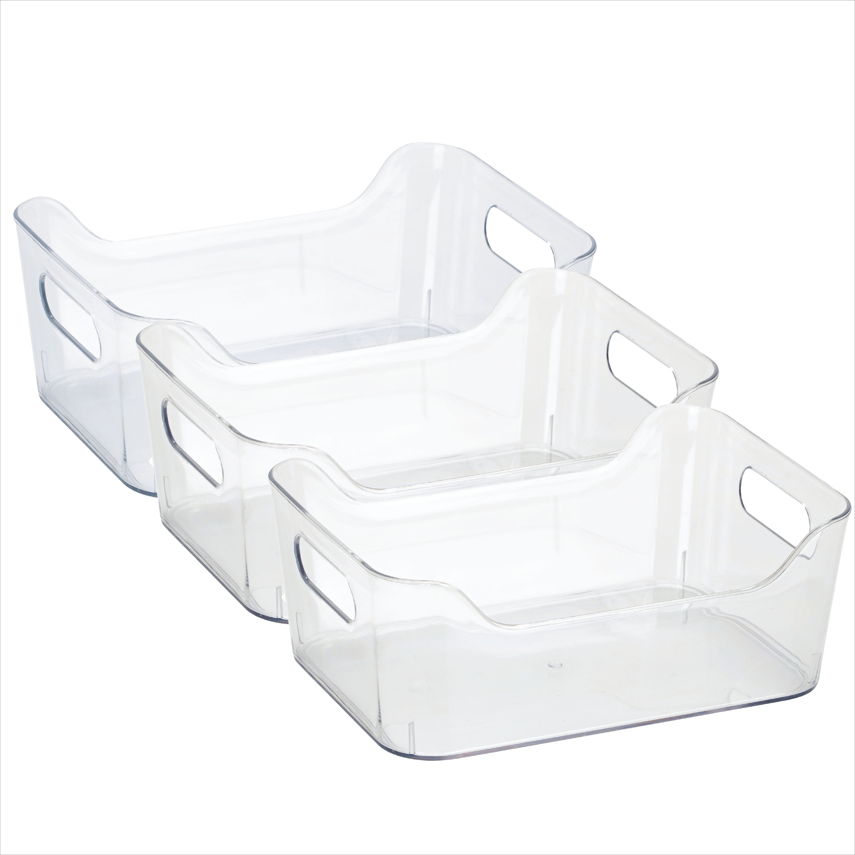 Simplify Plastic Storage Baskets with Handles, Set of 3, Clear