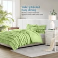 thumbnail image 2 of 500-Thread Count Egyptian Cotton 3-PCs Multi Ruffle Duvet Cover, With Zipper Closure & Corner Ties - King-XL Size ( 98" x 116" ) Inches, (Sage), 2 of 5