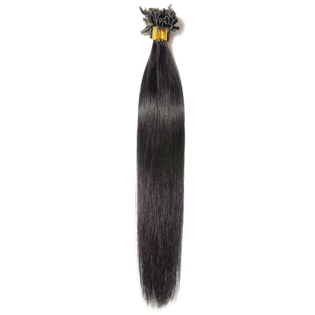 MY-LADY 100S Nail U Tip Fusion 100% Remy Human Hair Extensions Keratin Pre Bonded Hairpiece Straight 0.5g/s, #01 Jet Black, 20inch