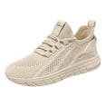 thumbnail image 2 of Domzle Women's Walking Shoes Comfortable Cushion Running Tennis Shoes Non-Slip Athletic Workout Cross Training Sports Fashion Sneakers Beige 37, 2 of 9