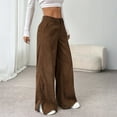 thumbnail image 5 of WTOBBY Women's Corduroy Pants Casual Straight Leg Trousers, Solid Color High Waist Relaxed Fit Comfortable Everyday Wide Leg Pants for Ladies,Coffee S, 5 of 6