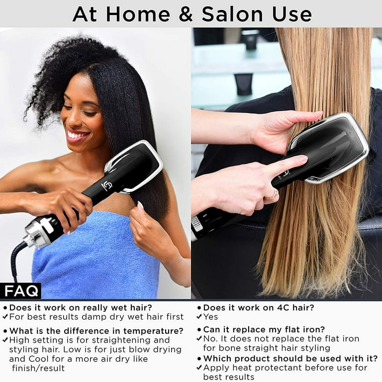 Le Angelique Brush N Blo One Step Hair Straightening Blow Dryer Brush for Easy Quick Curly Hair Styling 1000W Hot Cold Air Straightener No Frizz Tourmaline Tech Detangles Boost