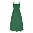 thumbnail image 6 of Taqqpue Women Summer Dresses Solid Color Spaghetti Strap Sleeveless Smocked Midi Dress High Waist Casual Square Neck Tiered A Line Long Sundress with Pockets, 6 of 8