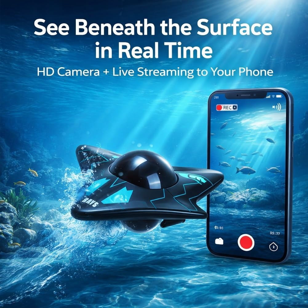 Underwater Drone with Camera,Boat Mini Equipped 6ch Remote App Wireless Control Waterproof Rc Submarine Cameras WiFi for Exploration Pool & Lakes Adults,Real-Time Image Transmission(2pcs)