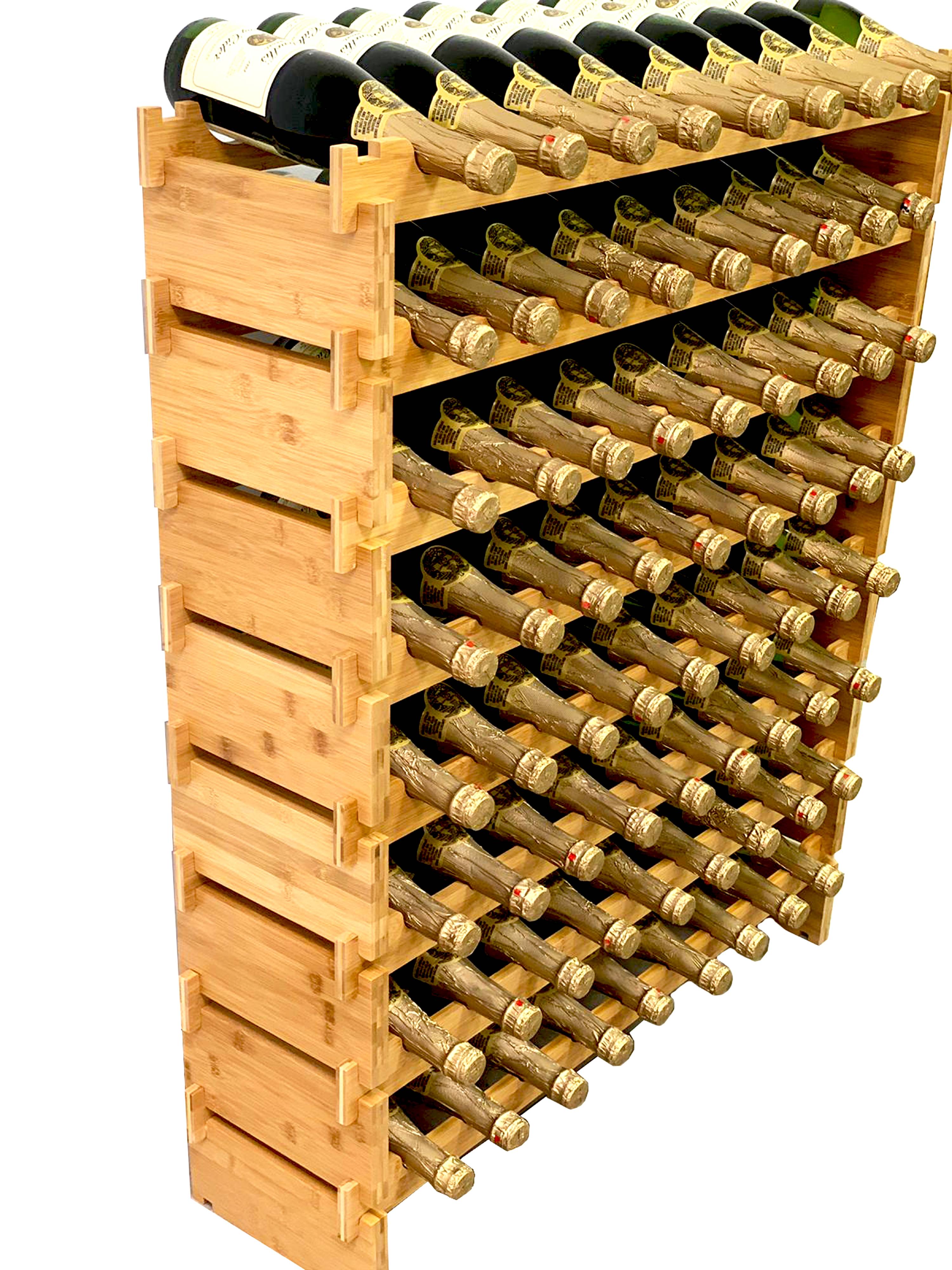 stackable rack on Decomil 72 Bottle Stackable Modular Wine Rack Wine Storage Rack Solid Bamboo Wine Holder Display Shelves Wobble Free Eight Tier 72 Bottle Capacity Walmart Com Walmart Com