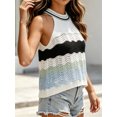 thumbnail image 4 of Sleeveless Colorful Striped Block Halter Neck Women Knit Tank Tops, 4 of 6