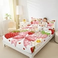 thumbnail image 7 of Castle Fairy Girls Red Strawberry 3pcs Twin Sheet Sets,Love Heart Bowknot Twin Fitted Sheet,Cartoon Flower Breathable Flat Sheet,Lightweight Room Decor, 7 of 7