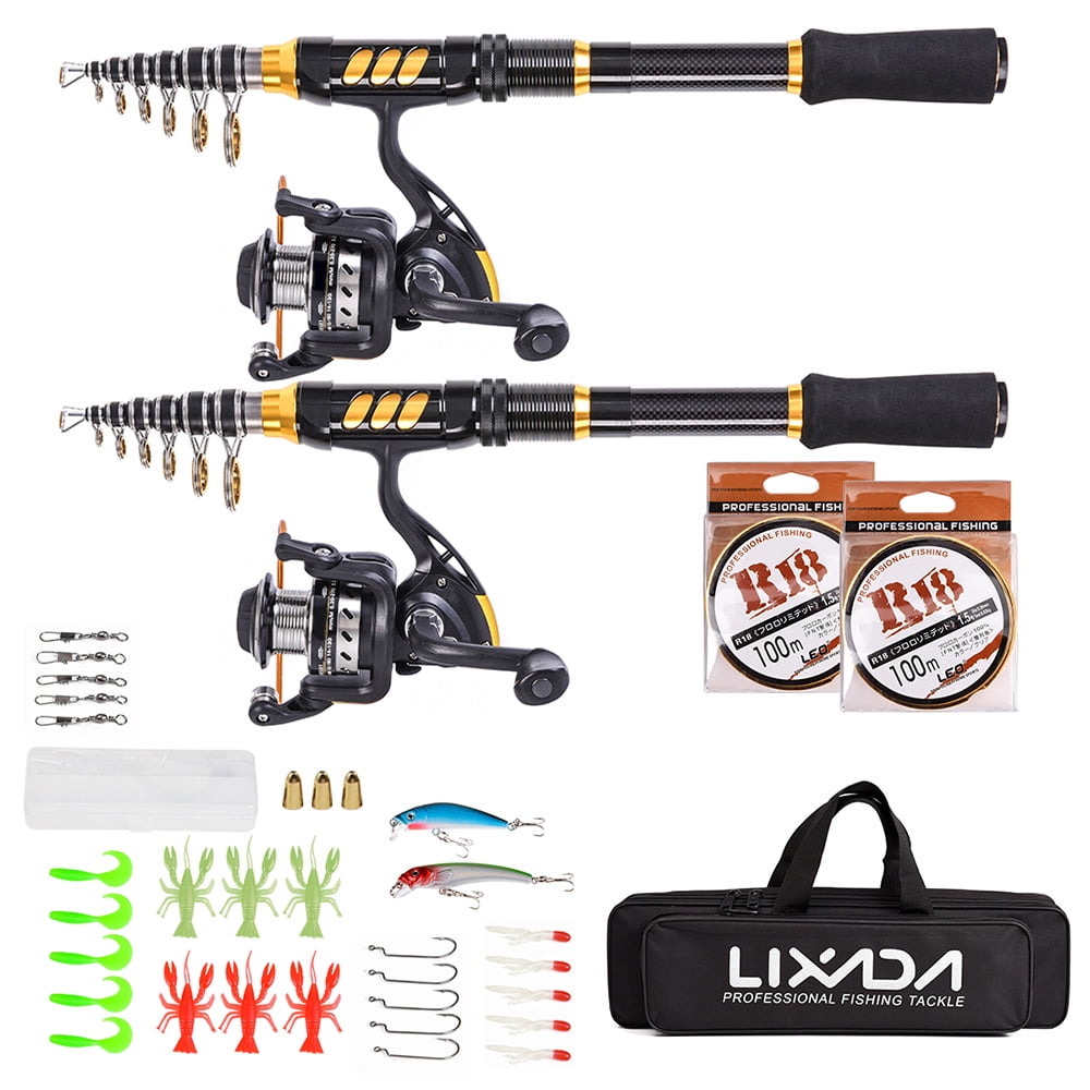 2.49cm lexada telescopic fishing rod set Lixada & Reel Combo The Ultimate All-in-One Fishing Kit! a bait set Superhard Telescopic Fishing Rod Set