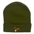 thumbnail image 5 of Pheasant Embroidered 12 Inch Long Knitted Beanie - Olive OSFM, 5 of 5