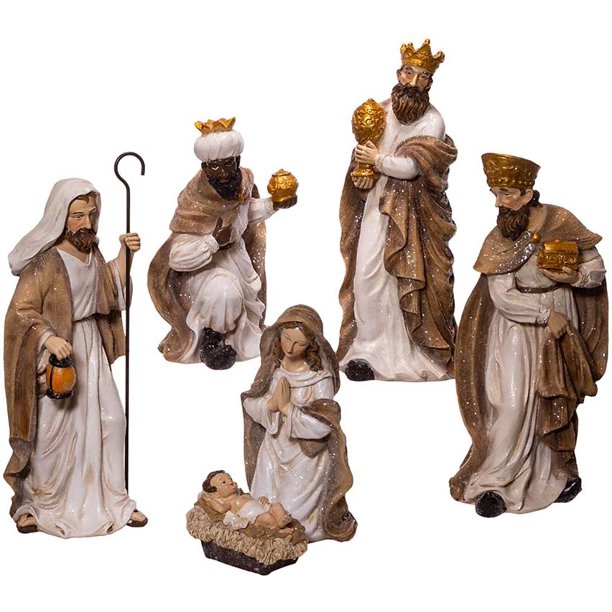 Kurt Adler 13Inch Glittered Nativity, 6Piece Set