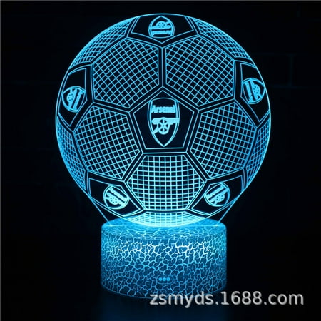 

Kids Night Lights 3D Football Birthday Christmas Valentine s Day Gifts for Sports Fans Boys Girls White base: three colors + touch（MY-404）
