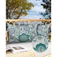thumbnail image 7 of Waterproof Outdoor Throw Pillows with Inserts 12"x20", Teal Paisley Pattern Soft Decorative Pillowcases for Couch Bedroom, Boho Ethnic Floral Traditional Pillow Covers for Sofa Living Room, 7 of 7