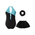 thumbnail image 2 of inlzdz Girls Sparkly Sleeveless Gymnastics Leotard with Tutu Skirt Set Ballet Dance Bodysuit Costume Lake Blue 12, 2 of 7