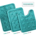 thumbnail image 2 of Clara Clark Bathroom Rugs, Velvet Memory Foam Bath Mat, Ultra Soft Non Slip and Absorbent - Waffled - Set Small, Large & Contour - Teal, 2 of 6