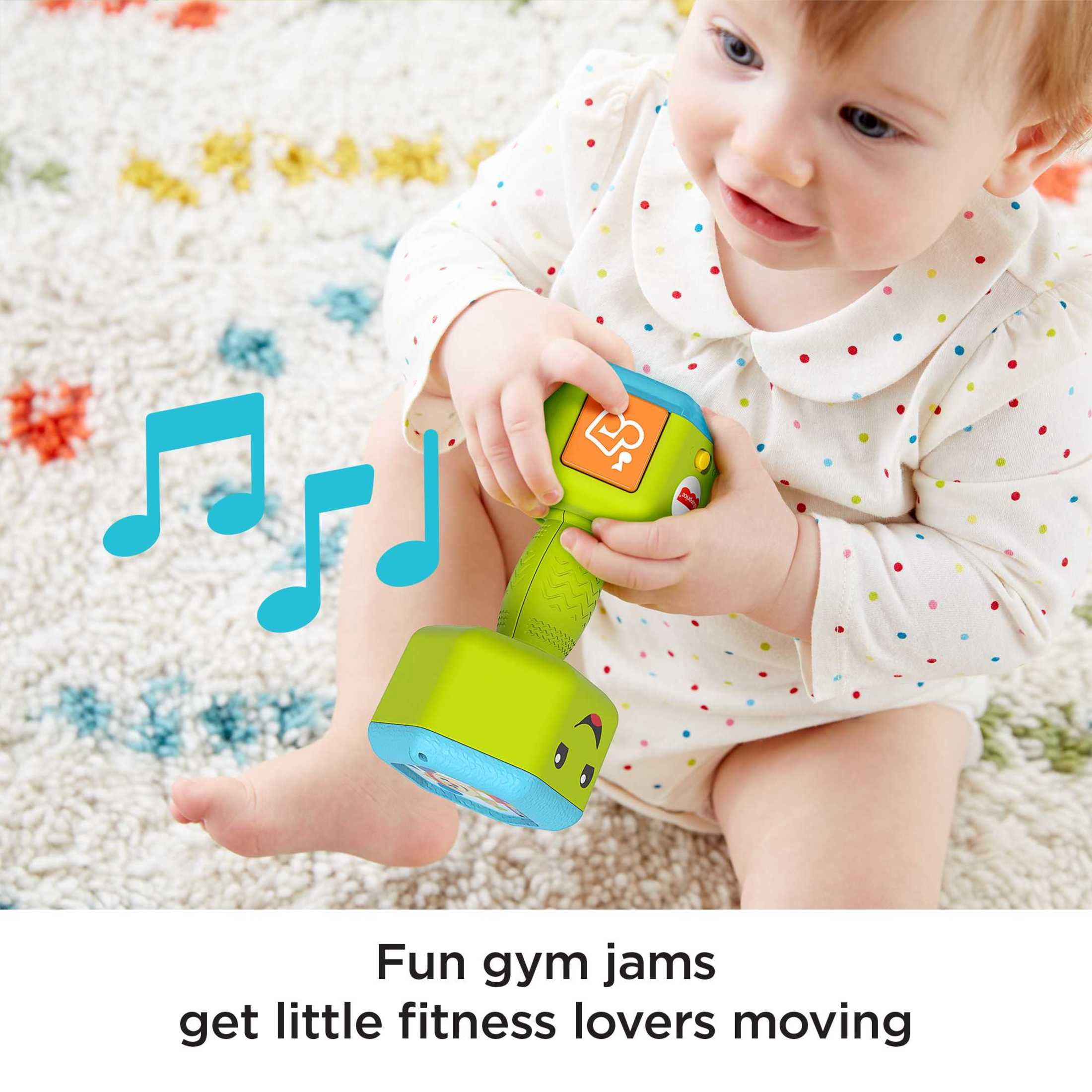 Fisher-Price Laugh & Learn Countin’ Reps Dumbbell Musical Baby Rattle Toy for Unsex Infant & Toddler