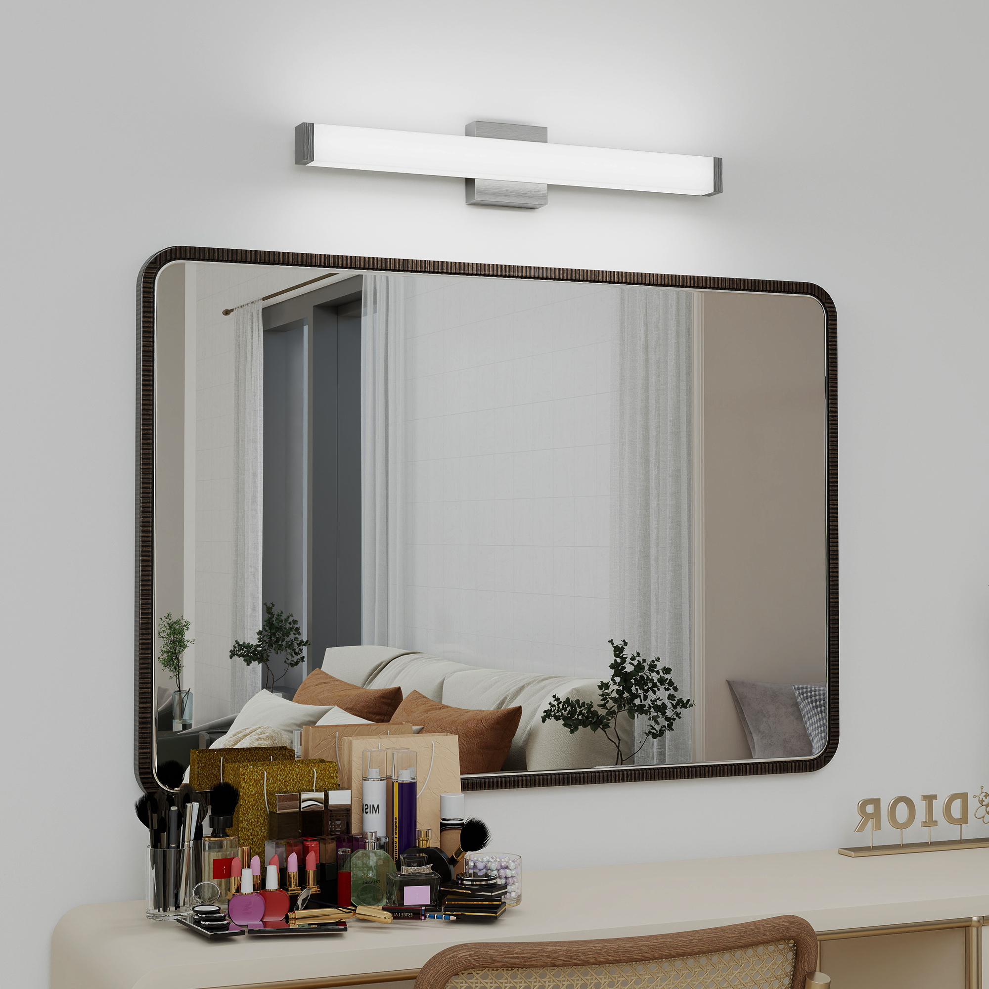 Leumius 25" Bathroom Vanity Light, Over Mirror Bathroom Vanity Light for Mirror Shower Bathroom Hallway Porch Chrome