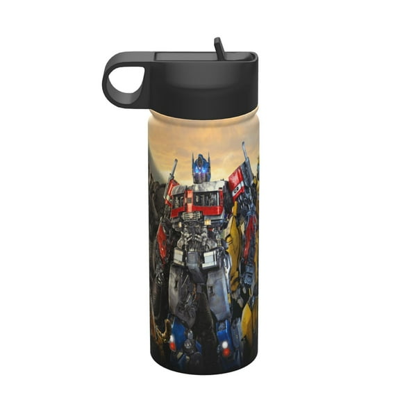 Transformers Insulated Stainless Steel Wide Mouth Water Bottle With Straw, 18oz Portable Leak Proof Drinking Bottle For Outdoor Office Travel School