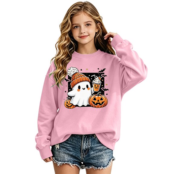 Halloween Sweatshirts for Girls Crew Neck Long Sleeve Drop Shoulder Sweatshirt Fashion Cool Girls' Fashion Hoodies & Sweatshirts
