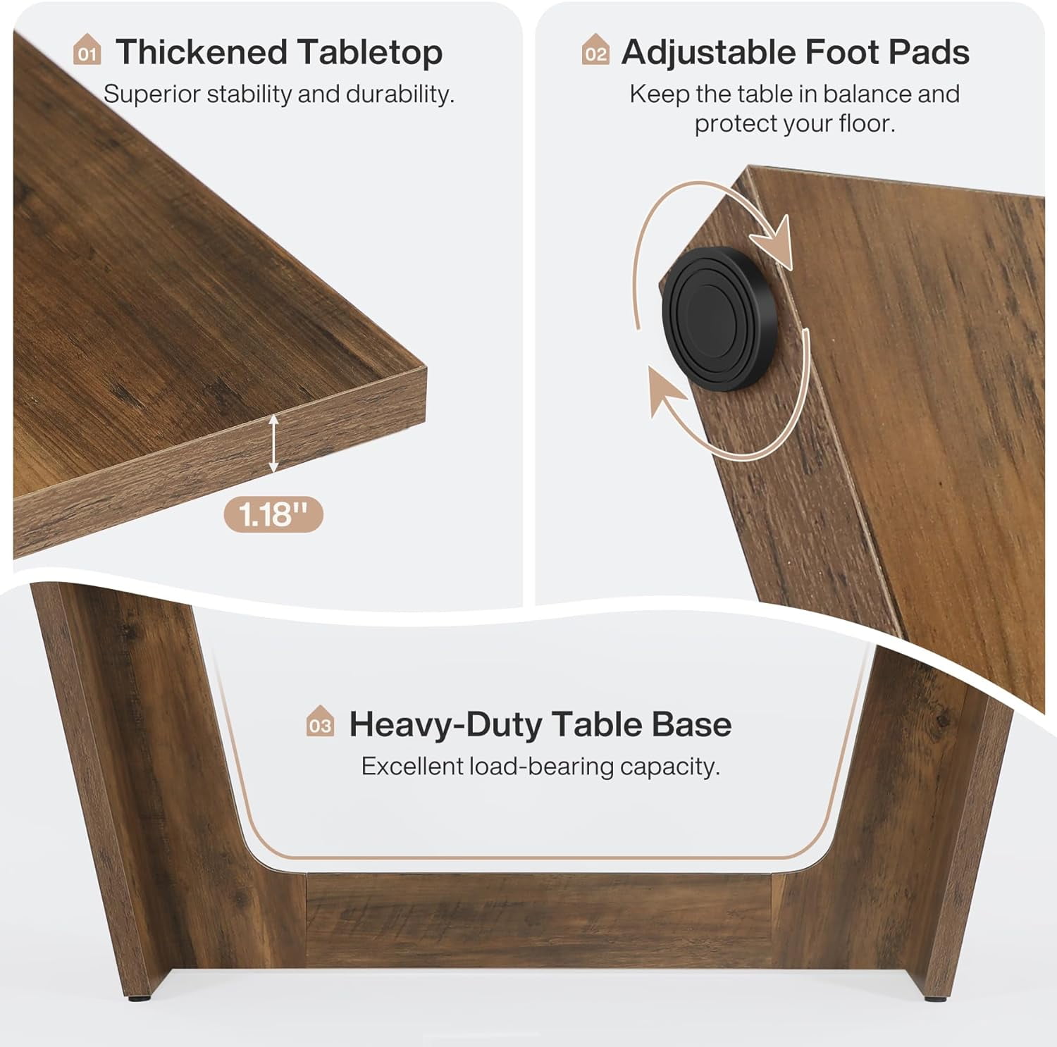Tribesigns 70.87-Inch Rectangular Dining Table in Farmhouse Style, Solid Wood, Seats 6-8, Brown