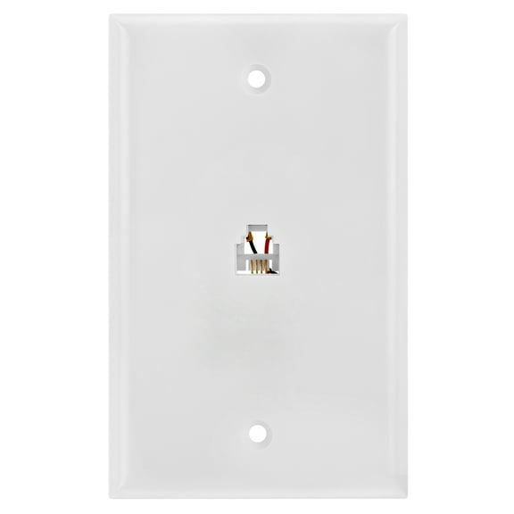 Cmple - Single RJ11 Connector with 4 Conductors Phone Wall Plate Jack 6P4C Telephone Single Jack Wallplate with Screws
