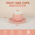 thumbnail image 2 of Unique Bargains 8 Ounce Cappuccino Cups Set of 4 Stackable Cappuccino Mugs Includes Display Stand Cups Saucers and Spoons for Machines & Home Use Pink Silver Tone, 2 of 7