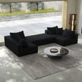 thumbnail image 4 of 162" Cloud Couch, Black Modern Upholstered Sectional Couches for Living Room, Free Combination L Shaped Sofa Set with 6 Pillows, Oversized Design, 4 of 19