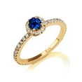 thumbnail image 2 of 1.75 Carat 6mm Round Cut Blue Sapphire And Moissanite Diamond Halo Engagement Ring in 10k Yellow Gold, 2 of 2