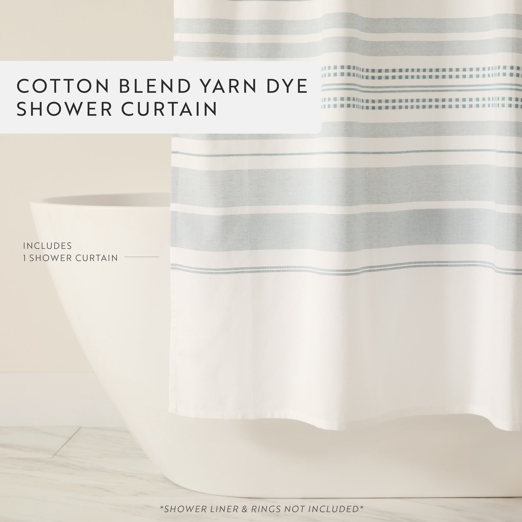 Cotton Blend Placement Stripe Shower Curtain