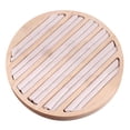 thumbnail image 3 of Organizador de Bandeja de Exhibición de Anillo de Escaparate de Joyería de Madera Redonda , terciopelo beige El 15x1.7cm DYNWAVEMX Soporte de exhibición de anillo de joyería, 3 of 8