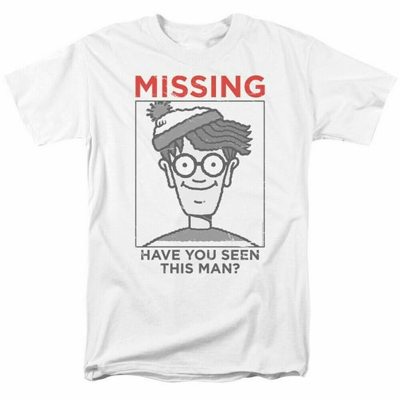 Where's Waldo Missing T Shirt Mens Licensed Cartoon Merchandise White