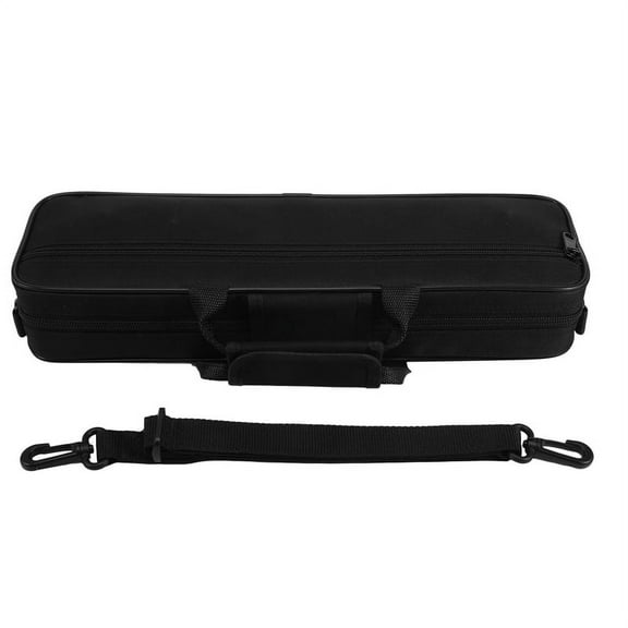Nylon Padded Flute Bag Carry Case Cover Shoulder Strap 39x7x11cm Black