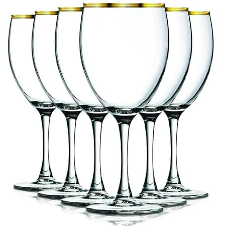 Riedel Pink Wine Glasses Gold Banded Rim Nuance 10 oz Wine Glasses - Set of 6 by TableTop King - Additional Vibrant Colors Available ()